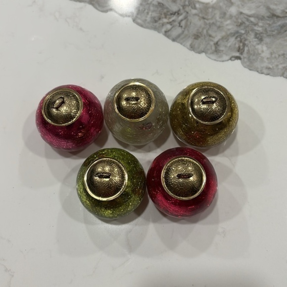 Set of 5 Place‎ card holders in the shape of an ornament crackled mercury glass - Picture 3 of 3